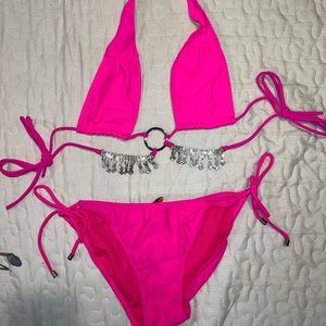 Fancy bikini with rhinestones.